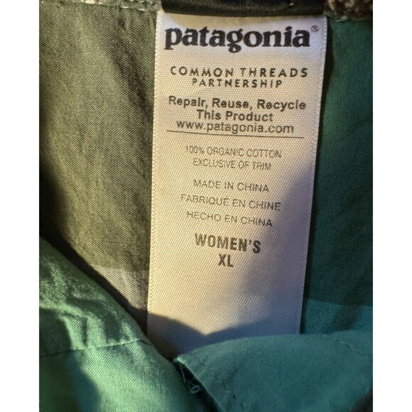 Patagonia Green Plaid Button Down Tank Women Size XL - Picture 9 of 9